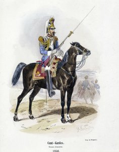 वन हंड्रेड - गार्ड्स: एस्कॉर्ट कॉस्ट्यूम 1856 में - ए. बारबियर द्वारा "" हिस्टोइरे डे ल'आर्मी" में द्वारा फ्रेंच स्कूल