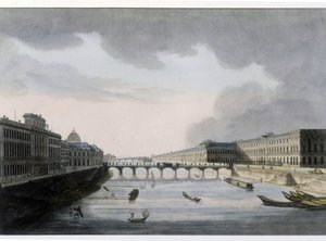 पेरिस का ऑप्टिकल दृश्य: 1810 के आसपास पोंट डेस आर्ट्स, पेरिस शहर। द्वारा फ्रेंच स्कूल