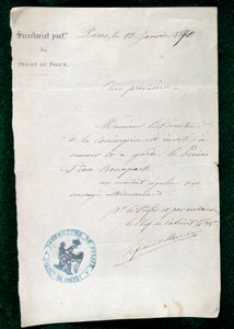 10 जनवरी को प्रिंस पियरे बोनापार्ट (1815-1881) के द्वारपाल को कैद करने का आदेश द्वारा फ्रेंच स्कूल