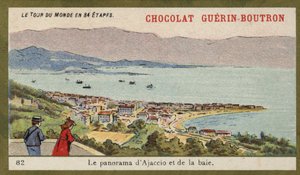 Ajaccio और खाड़ी का पैनोरमा (क्रोमोलिथो) द्वारा फ्रेंच स्कूल