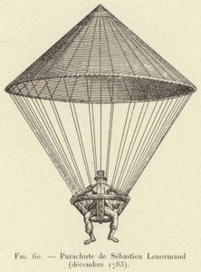 सेबस्टियन लेनोरमैंड द्वारा पैराशूट (दिसंबर 1783) (उत्कीर्णन) द्वारा फ्रेंच स्कूल