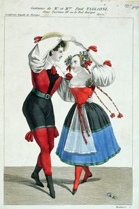 पॉल टैग्लियोनी (1808-84) और उनकी पत्नी अन्ना गैल्स्टर ने गुस्ताव III, c.1830 में नृत्य किया द्वारा फ्रेंच स्कूल