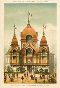 फ्रांसीसी उपनिवेशों का मंडप, प्रदर्शनी विश्वविद्यालय 1889, पेरिस द्वारा फ्रेंच स्कूल