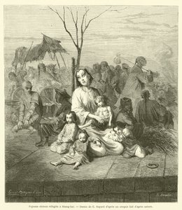 शांग-हाई में चीनी किसान शरणार्थी (उत्कीर्णन) द्वारा फ्रेंच स्कूल