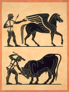 पेगासस, हरक्यूलिस द बुल की हत्या के साथ, 1808-10 प्रकाशित हुआ द्वारा फ्रेंच स्कूल