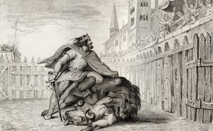 कोलिन द्वारा &39;हिस्टोइरे डी फ्रांस&39; से पेपिन III (714-68) द शॉर्ट, द लायन एंड बुल द्वारा फ्रेंच स्कूल