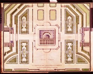 1714 के चेटो डी मार्ली के ग्रैंड टेरस की योजना द्वारा फ्रेंच स्कूल
