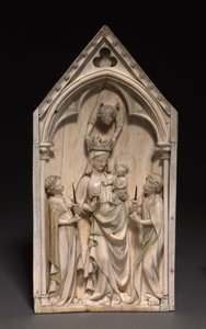 पट्टिका: द वर्जिन एंड चाइल्ड विथ एंजल्स, पेरिस, c.1320-1330 द्वारा फ्रेंच स्कूल