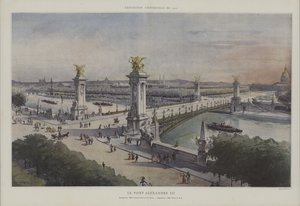 पोंट अलेक्जेंड्रे III, यूनिवर्सल प्रदर्शनी 1900, पेरिस (रंग लिथो) द्वारा फ्रेंच स्कूल