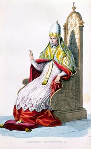 पोप सिल्वेस्टर II, ई। मेंनेचेट, पेरिस, 1835 द्वारा फ्रांसीसी प्लूटार्क से (रंग उत्कीर्णन) द्वारा फ्रेंच स्कूल