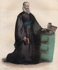 पोट्रेट ऑफ़ एम्ब्रोइज़ पारे (1509-1590), फ्रांसीसी सर्जन। द्वारा फ्रेंच स्कूल