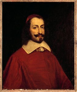 कार्डिनल जूल्स माजरीन का पोर्ट्रेट (1602-1661) (गिउलिओ रायमोंडो माज़ारिनो या माज़ारिनो) 17वीं सदी के फ्रांसीसी स्कूल की पेंटिंग। 0,74x0,6 मीटर वर्साय, महल का संग्रहालय द्वारा फ्रेंच स्कूल