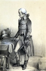 चार्ल्स फ्रांकोइस डू पेरियर डिट डुमौरीज़ (1739-1823), फ्रांसीसी जनरल का पोर्ट्रेट। - अल्बर्ट मौरिन द्वारा "फ्रांसीसी क्रांति की ऐतिहासिक गैलरी" में, एड। पेरिस 1843 द्वारा फ्रेंच स्कूल