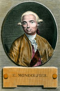 हॉट एयर बैलून के आविष्कारक एटिने डी मोंटगोल्फियर (1745 - 1799) का पोर्ट्रेट। 18 वीं शताब्दी की नक्काशी। निजि संग्रह। द्वारा फ्रेंच स्कूल