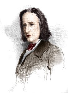 फ्रांज लिस्ट्ट (लिस्टज़) (1811-1886), हंगेरियन संगीतकार और पियानोवादक का पोर्ट्रेट। 1865-1866 से उत्कीर्णन। द्वारा फ्रेंच स्कूल