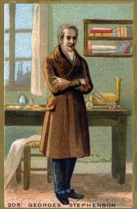 जॉर्ज स्टीफेंसन का पोर्ट्रेट (1781-1848)। 19 वीं शताब्दी के उत्तरार्ध की क्रोमोलिथोग्राफी। द्वारा फ्रेंच स्कूल