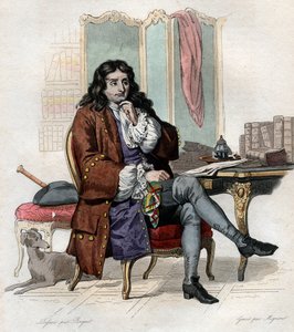 जीन डी ला फोंटेन (लाफोंटेन) (1621-1695), फ्रेंच फ़बुलिस्ट और कवि के चित्र। द्वारा फ्रेंच स्कूल