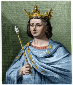 लुई एक्स ले हुतिन (1289 - 1316), फ्रांस के राजा का पोर्ट्रेट - "हिस्टोइरे डेस फ़्रैंकैस" में "लवल्ली द्वारा, उत्कीर्णन, एनडी। द्वारा फ्रेंच स्कूल