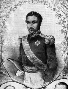 मेडागास्कर के राजा रादामा II (1829-1863) का पोर्ट्रेट। 31 मई 1862 के "" ले मोंडे इलस्ट्र्रे"" एन ° 268 में उत्कीर्णन। द्वारा फ्रेंच स्कूल