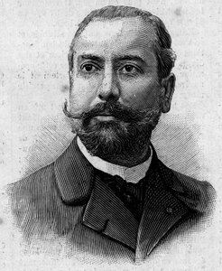 विक्टर थियोफाइल लियोटार्ड (1858-1916), फ्रांसीसी फार्मासिस्ट और औपनिवेशिक खोजकर्ता का पोर्ट्रेट। 29 जनवरी के "" जर्नल डेस वॉयेज "" में उत्कीर्णन द्वारा फ्रेंच स्कूल