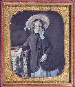 एक युवा लड़की का चित्रण, c.1845-50 (रंगीन डागरेरोटाइप) द्वारा फ्रेंच स्कूल