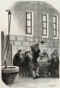 पद: विभागों और विदेश के लिए पत्रों की छंटनी - एडमंड टेक्सियर 1852 द्वारा "झांकी-डी-पेरिस" में उत्कीर्णन द्वारा फ्रेंच स्कूल