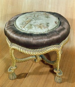 Pouffe, दूसरा साम्राज्य शैली (लकड़ी और रेशम)