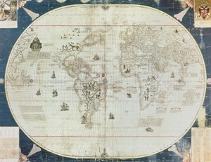 दुनिया का आरसी सी 2487 मैप, सेबेस्टियन कैबोट द्वारा डिज़ाइन किया गया (c.1476-1557), 1544