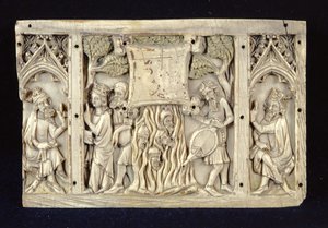 अलेक्जेंड्रिया के सेंट कैथरीन के जीवन से दृश्यों को दर्शाती राहत, c.1370-80 द्वारा फ्रेंच स्कूल