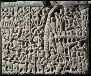 1209 में साइमन डी मोंटफोर्ट (c.1160-1218) द्वारा कारकेसोन की घेराबंदी का चित्रण द्वारा फ्रेंच स्कूल