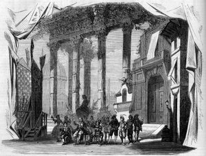 एक ओपेरा का प्रतिनिधित्व: हेनरी ट्रायोन (1811-1896) और यूजीन ग्रेंज (1810-1887) द्वारा एक लिब्रेट्टो के बाद "साल्वाडोर रोजा" के अधिनियम I की दृश्यता, और जूल्स लॉरेंट डुप्रेटो (1827-1892) का एक संगीत। पेरिस, ओपेरा कॉमिक द्वारा फ्रेंच स्कूल