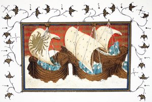 रिचर्ड IIs और उनके बेड़े में मिलफोर्ड हेवन, Le Prinse et Mort du Roy Richart से जीन क्रेटन द्वारा अंकित कॉपी, 19 वीं शताब्दी का पुनर्मुद्रण द्वारा फ्रेंच स्कूल