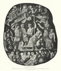 रोमन गोमेद कैमियो सम्राट ऑगस्टस (उत्कीर्णन) के एपोथोसिस को दर्शाता है द्वारा फ्रेंच स्कूल