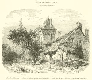 1850-51 का सैलून, मेनेतो-कॉउचर का गांव और महल (उत्कीर्णन) द्वारा फ्रेंच स्कूल