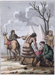 समोयेड मैरिज, 1811 (रंग उत्कीर्णन) द्वारा फ्रेंच स्कूल