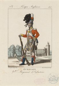 स्कॉटिश 92वें इन्फैंट्री रेजिमेंट, c.1815 (रंगीन नक़्क़ाशी) द्वारा फ्रेंच स्कूल