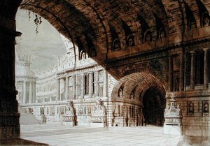 पुरातनता से प्रेरित डिजाइन सेट करें, c.1800 (कागज पर कलम और स्याही और जल रंग) द्वारा फ्रेंच स्कूल