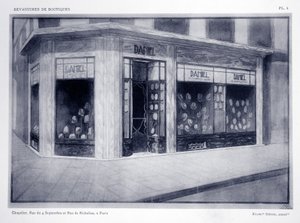 दुकान के सामने, फ्लैट 4, लुई-पियरे सेज़िल, पेरिस, 1927 द्वारा स्टोरफ्रंट से चित्रण द्वारा फ्रेंच स्कूल