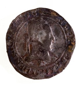सिल्वर फ्रेंच टेस्टून (टेस्टन), फ्रांस के राजा हेनरी III का शासन (हेनरी III) (1574-1589) डायम। 3,5 सेमी नेपल्स, संग्रहालय पुरातत्व द्वारा फ्रेंच स्कूल