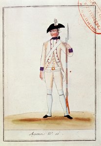 फ्रांसीसी अगेनोइस इन्फैंट्री रेजिमेंट के सैनिक, c.1780 द्वारा फ्रेंच स्कूल