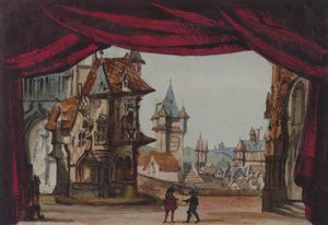 ला जाइव के लिए स्टेज डिजाइन, पहली बार 23 फरवरी 1835 को पेरिस ओपेरा में प्रदर्शित किया गया (कागज पर wc) द्वारा फ्रेंच स्कूल
