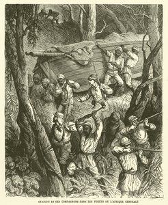 मध्य अफ्रीका के जंगलों में स्टेनली और उनके साथी (उत्कीर्णन) द्वारा फ्रेंच स्कूल