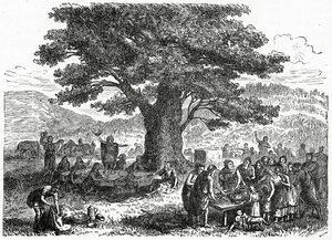 Teutons एक छुट्टी का आनंद ले रहे हैं, c.1882 (लकड़ी की नक्काशी) द्वारा फ्रेंच स्कूल