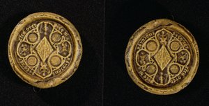 जिने डे पेंटहिएवर (1319-84) की आर्मेरियल सील, ब्रिटनी की डचेस और गोएलो की काउंटेस, 1369 द्वारा फ्रेंच स्कूल