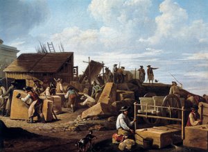 1786 में होटल डी साल्म, पेरिस (विस्तार) का निर्माण (कैनवास पर तेल) द्वारा फ्रेंच स्कूल