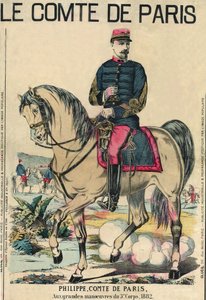 पेरिस की गणना: फिलिप डी'ऑरलियन्स (1838-1894), उन्हें उनके अनुयायियों द्वारा फ्रांस के सिंहासन की विरासत माना जाता था। उत्कीर्णन, "" ले फिगारो, पूरक" में, 30/03/1889, पेरिस को। द्वारा फ्रेंच स्कूल