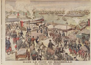 मार्सिले में हड़ताल का अंत, ले पेटिट जर्नल से चित्रण, 23 अक्टूबर 1904 द्वारा फ्रेंच स्कूल