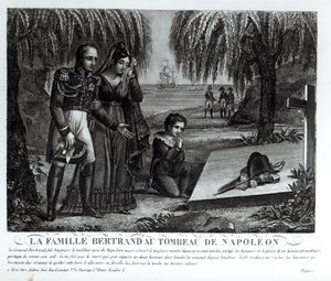 नेपोलियन बोनापार्ट (1769-1821) 1821 (लिथो) (बीओ फोटो) के मकबरे पर जनरल हेनरी-ग्रैटन बर्ट्रेंड (1773-1844) का परिवार