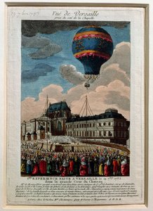 19 सितंबर, 1783 को चेटो डी वर्सेल्स में पहला बैलूनिंग प्रयोग द्वारा फ्रेंच स्कूल