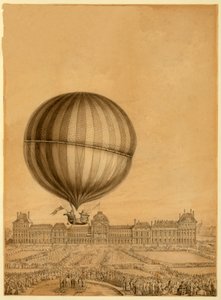 द फर्स्ट मैनमेड गैस बैलून फ्लाइट, 1 दिसंबर 1783, c.1783 द्वारा फ्रेंच स्कूल